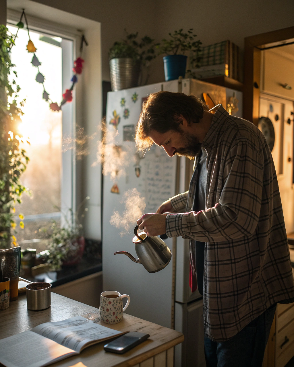 a-mid-30s-man-stands-in-a-small--sunlit-kitchen--c